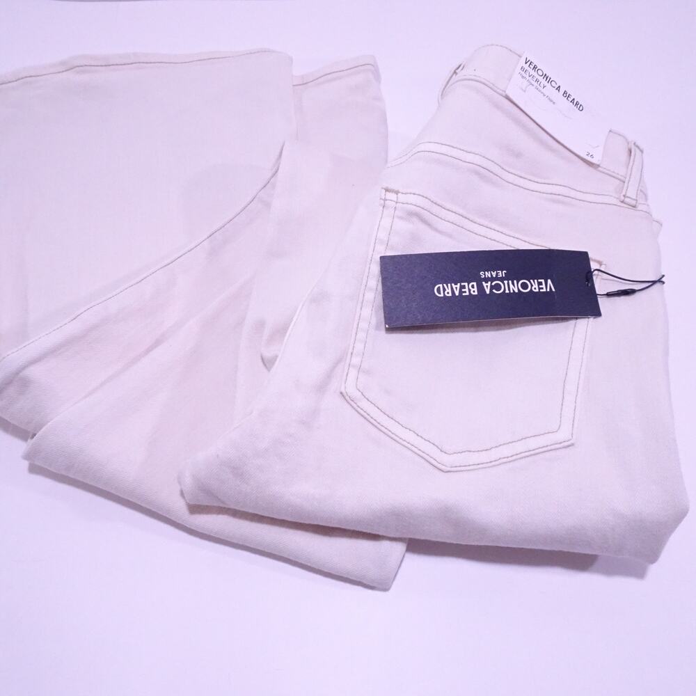 Veronica Beard Beverly High Rise Skinny Flare Jeans 26 NWT 298 ECRU IRRG - Picture 10 of 13
